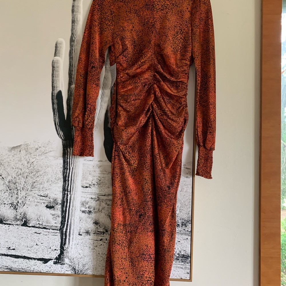 MELLODAY Rust Ruched Evening Dress - Picture 3 of 8